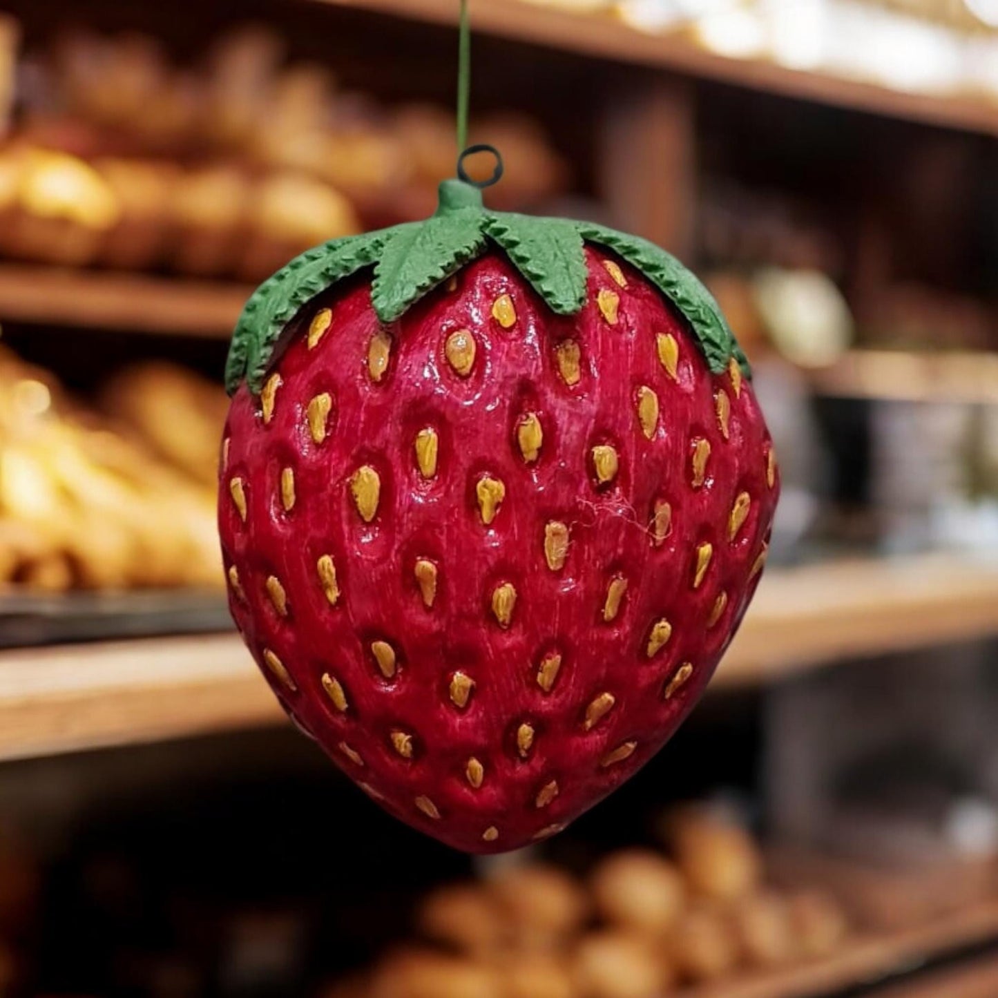 Giant Artificial Strawberry Hanging Decor: Realistic Garden and Shop Prop