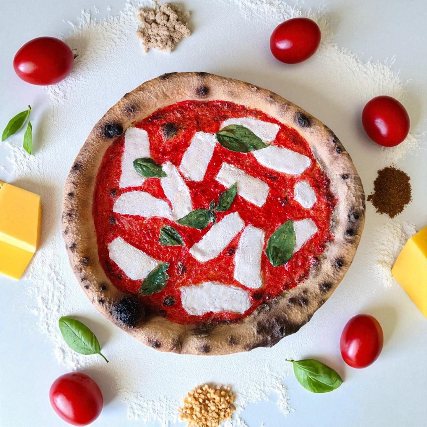 Realistic Neapolitan Pizza Replica: Handmade Faux Food Decor