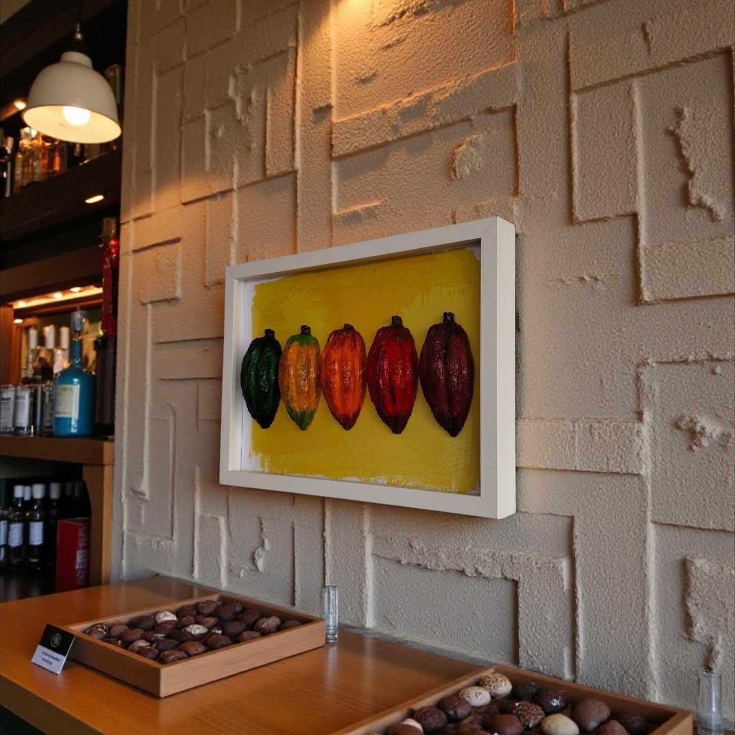 3D Mini Cocoa Fruits – Framed 3D Wall Sculpture