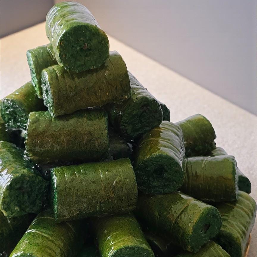 Fake  Pistachio Baklava Tower: Oriental Dessert, Pastry Display