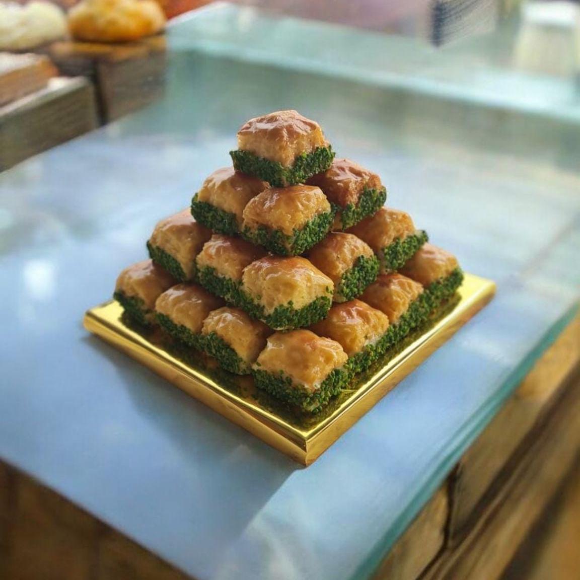 Fake Baklava Tower,  Hyper-Realistic Turkish Dessert for Pastry Shop Display
