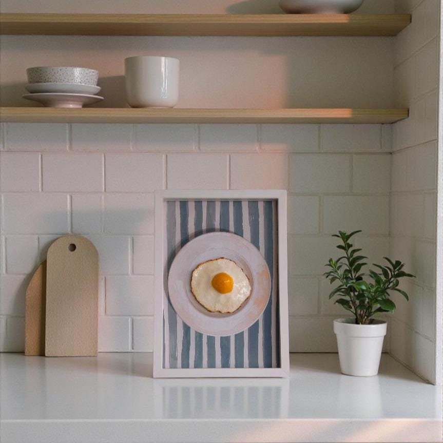 3D Fake Sun-Dried Egg Wall Art – Framed Food Art 21x30cm