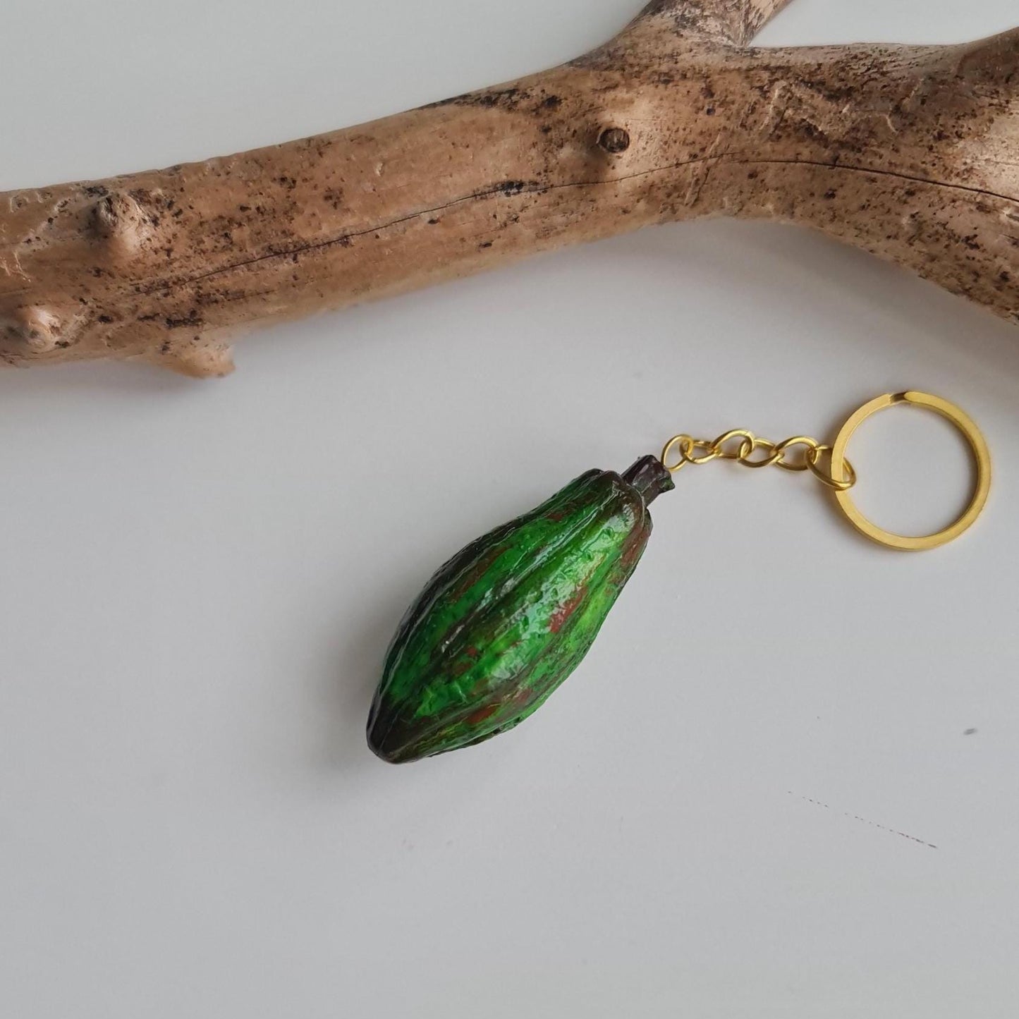 Cocoa Pod Keychain: Realistic Chocolate Lover's Gift