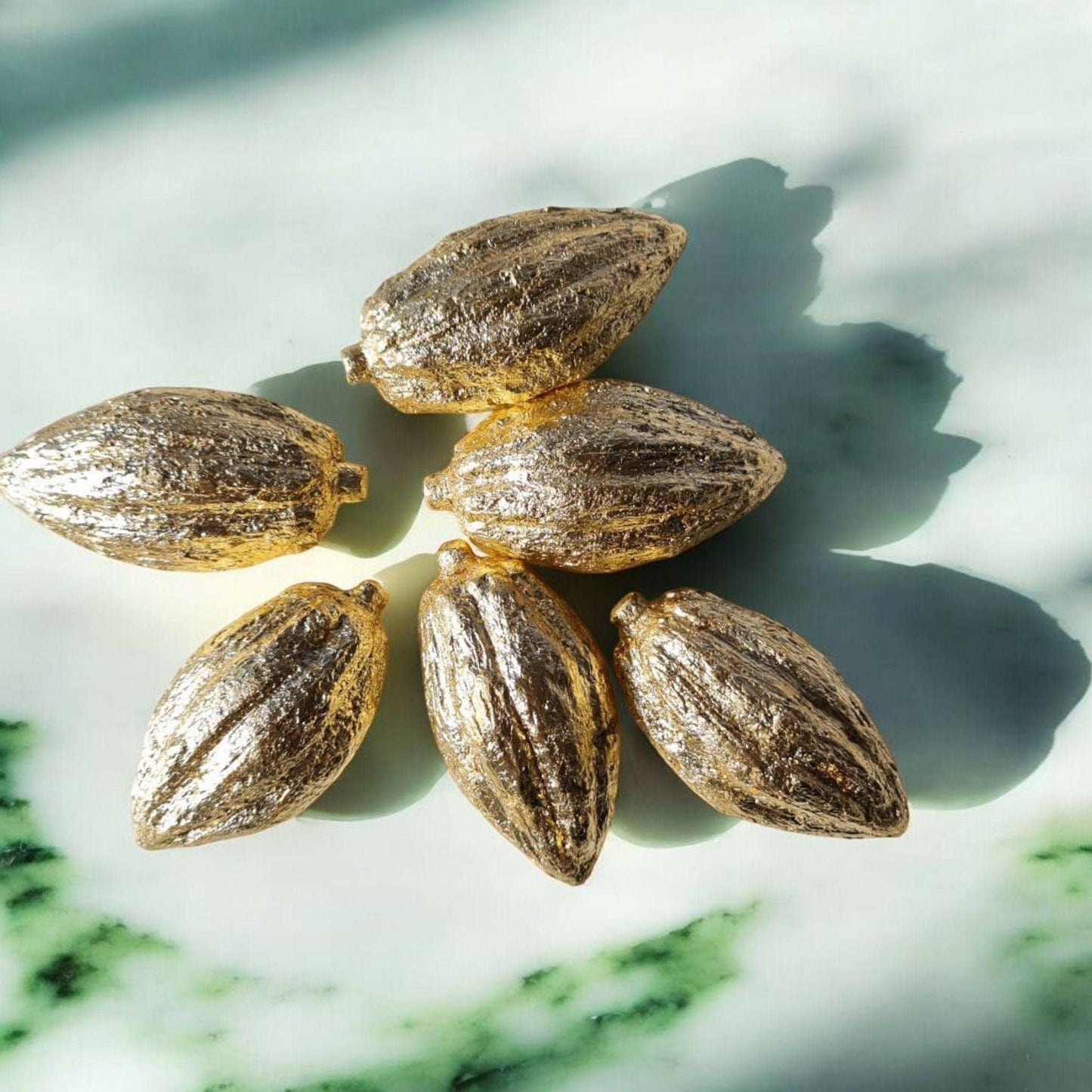 Fake Gold Mini Cocoa Fruit –Set of 5 ,Realistic Cacao Fruits for Chocolate Lovers