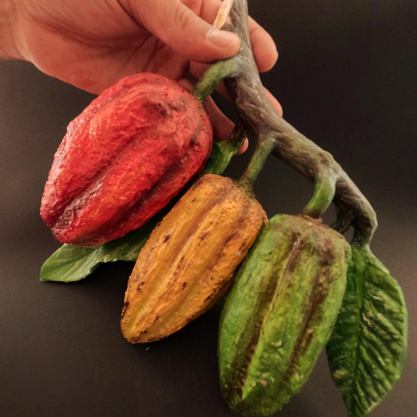Faux Cocoa Fruit Tree Branch: Tropical Plant Decoration