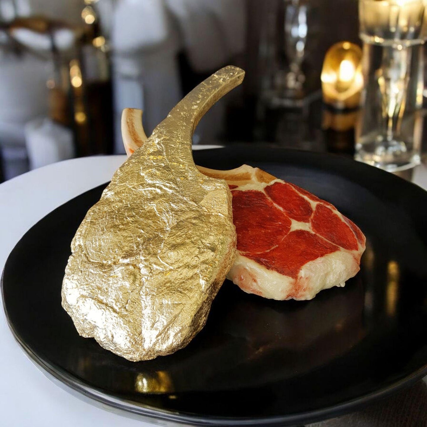 Gold Faux Ribeye Steak: Restaurant Display Food Prop