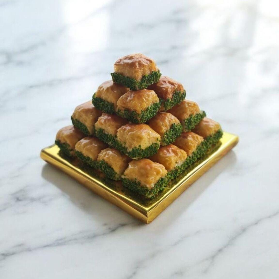 Fake Baklava Tower,  Hyper-Realistic Turkish Dessert for Pastry Shop Display