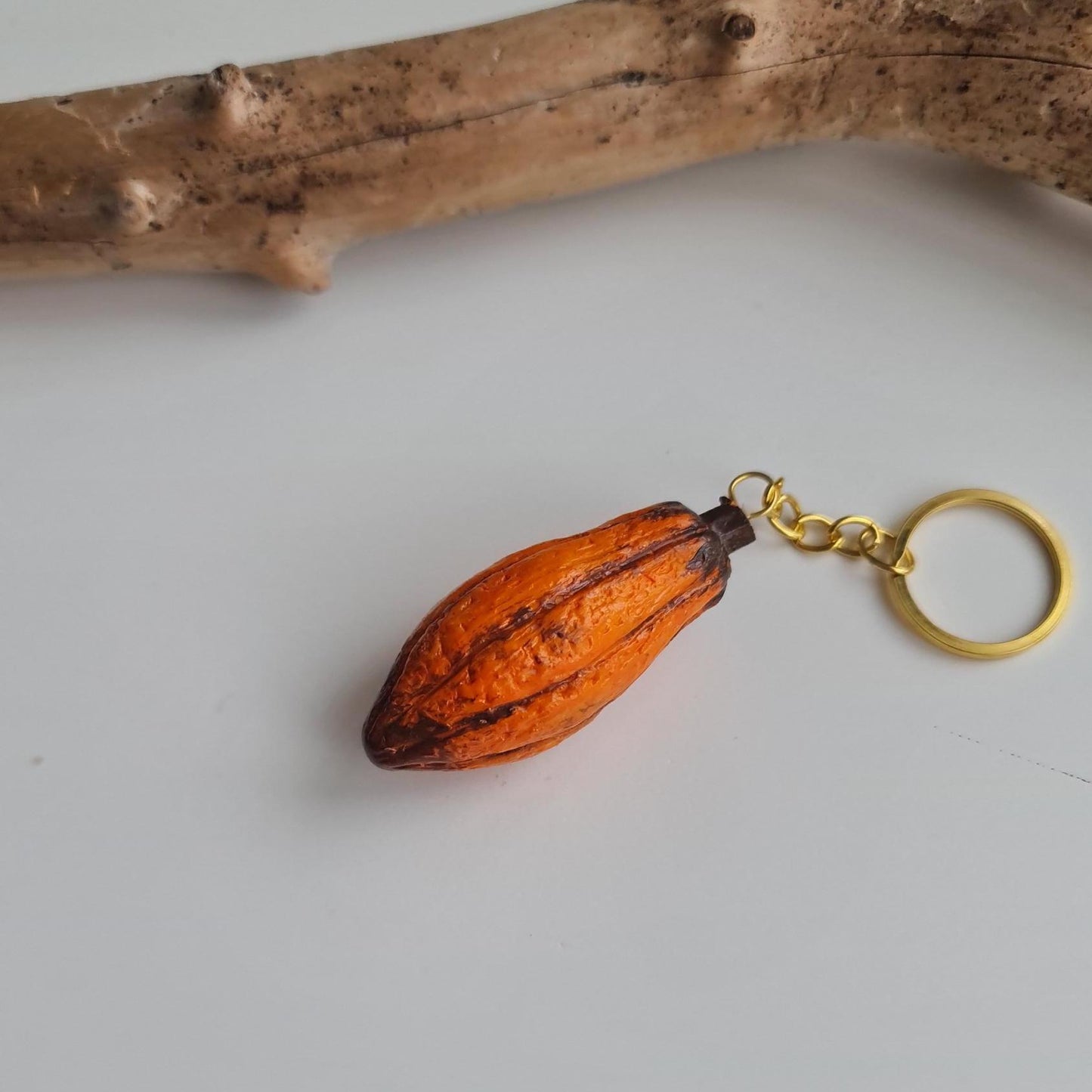 Cocoa Pod Keychain: Realistic Chocolate Lover's Gift