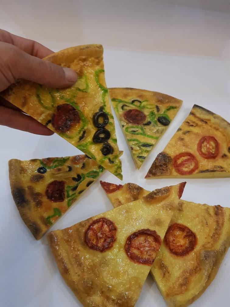 Realistic Fake Pizza Slice: Italian Food Display Prop, Kitchen Decor