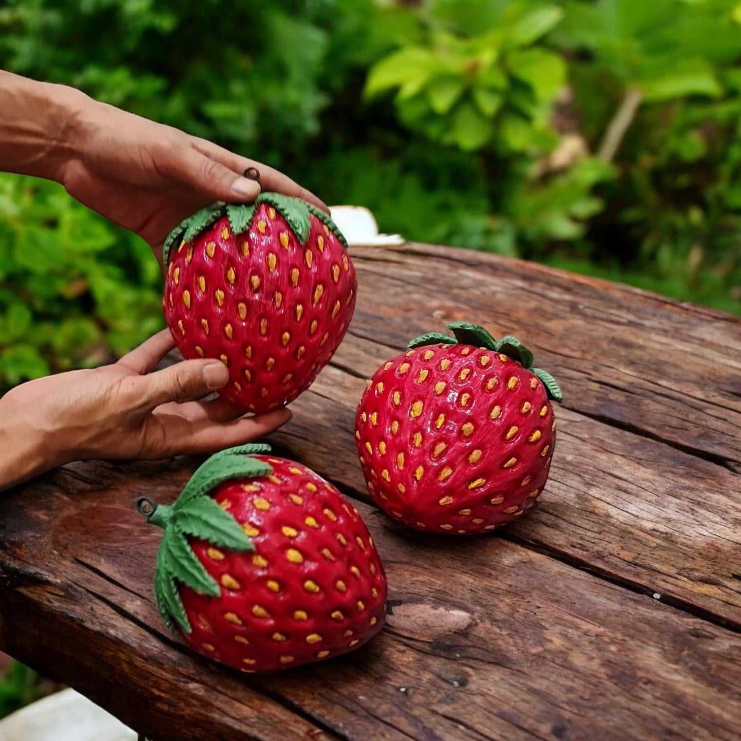 Giant Artificial Strawberry Hanging Decor: Realistic Garden and Shop Prop