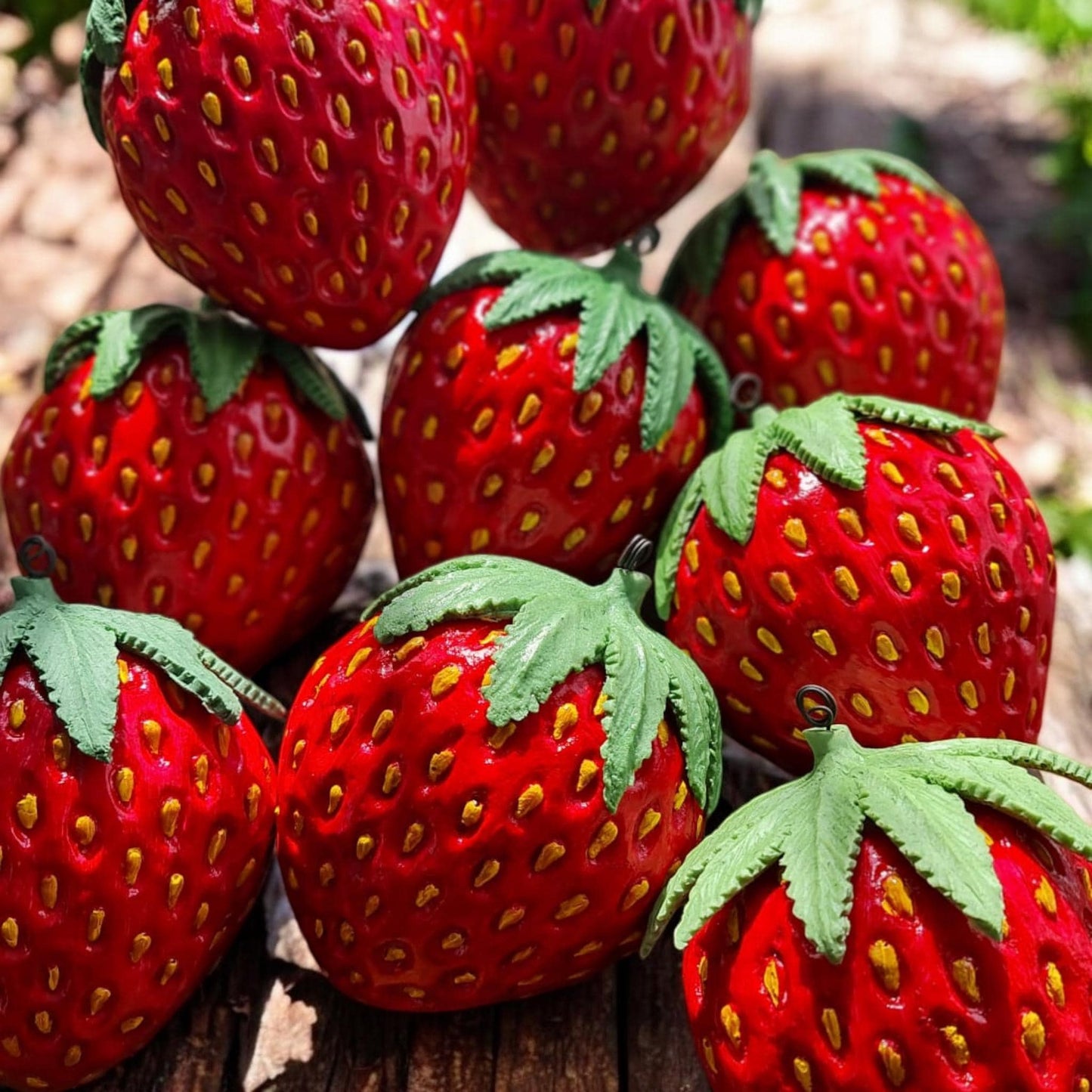 Giant Artificial Strawberry Hanging Decor: Realistic Garden and Shop Prop