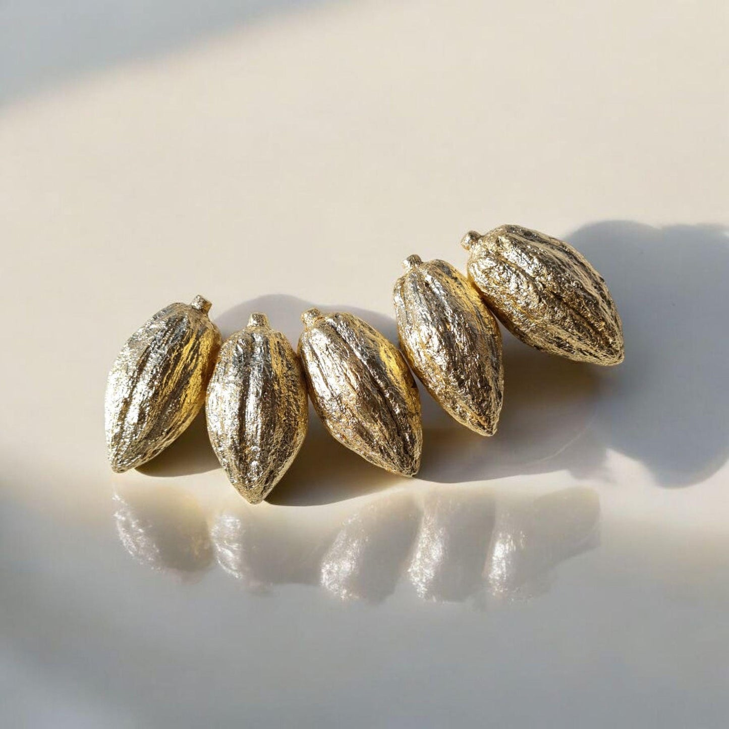 Fake Gold Mini Cocoa Fruit –Set of 5 ,Realistic Cacao Fruits for Chocolate Lovers