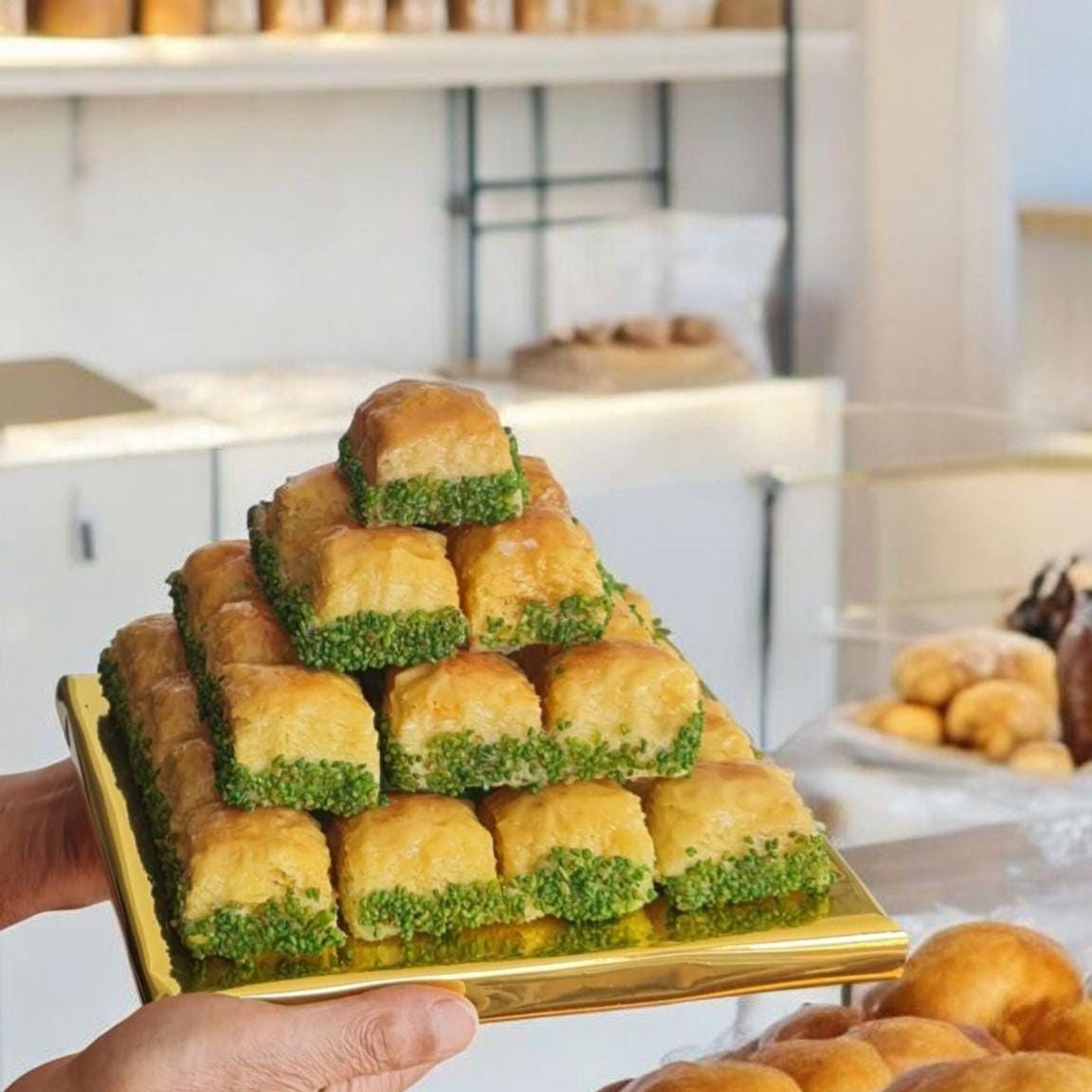Fake Baklava Tower,  Hyper-Realistic Turkish Dessert for Pastry Shop Display