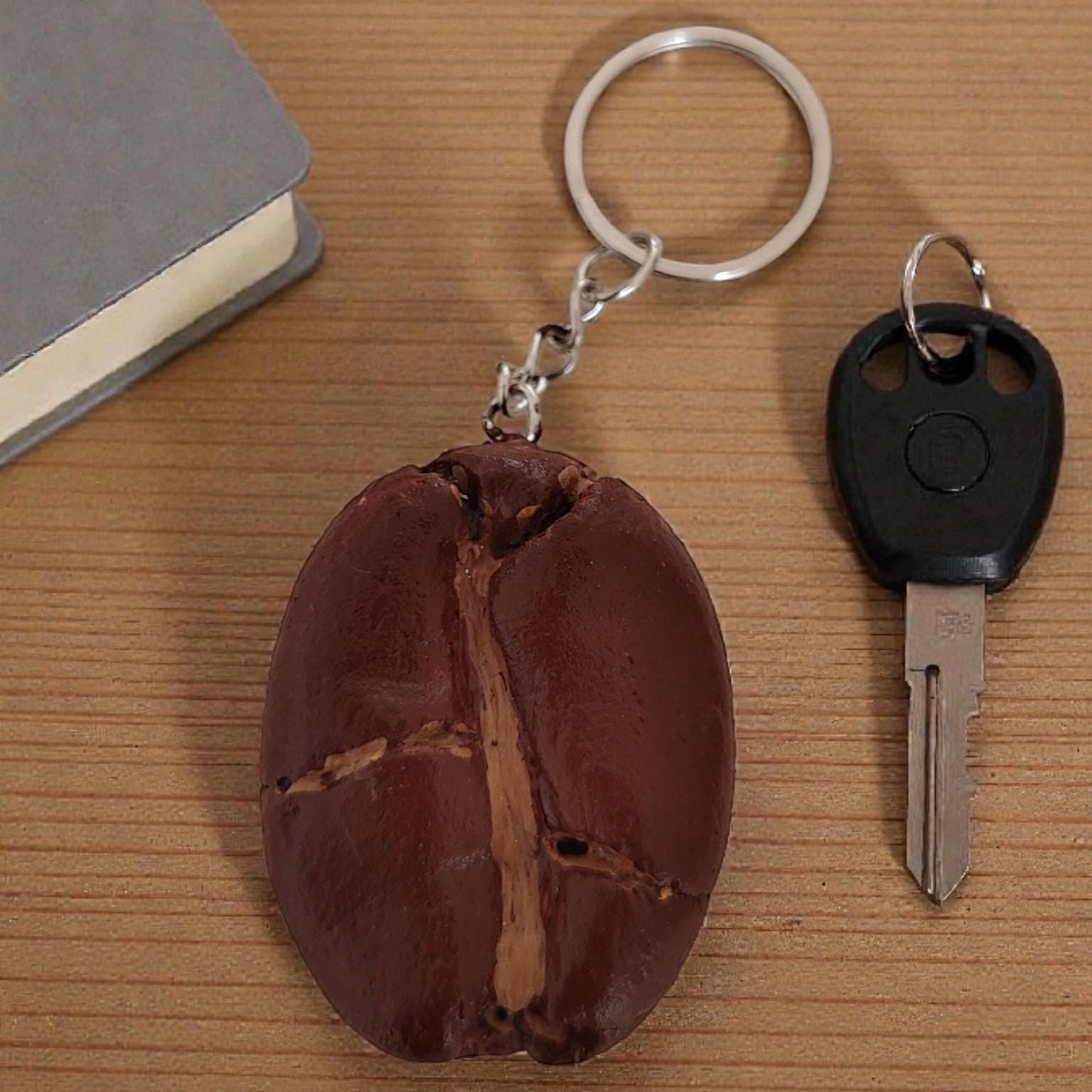 Coffee Bean Keychain Set of 3: Realistic Coffee Lovers Gift