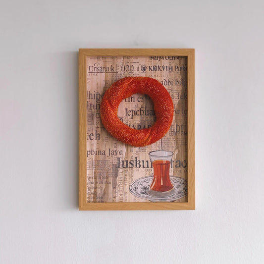 3D Sesame Bread Wall Decor Framed Replica Food Sculpture