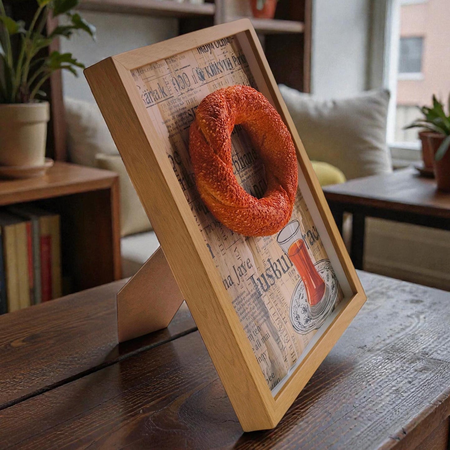 3D Sesame Bread Wall Decor Framed Replica Food Sculpture