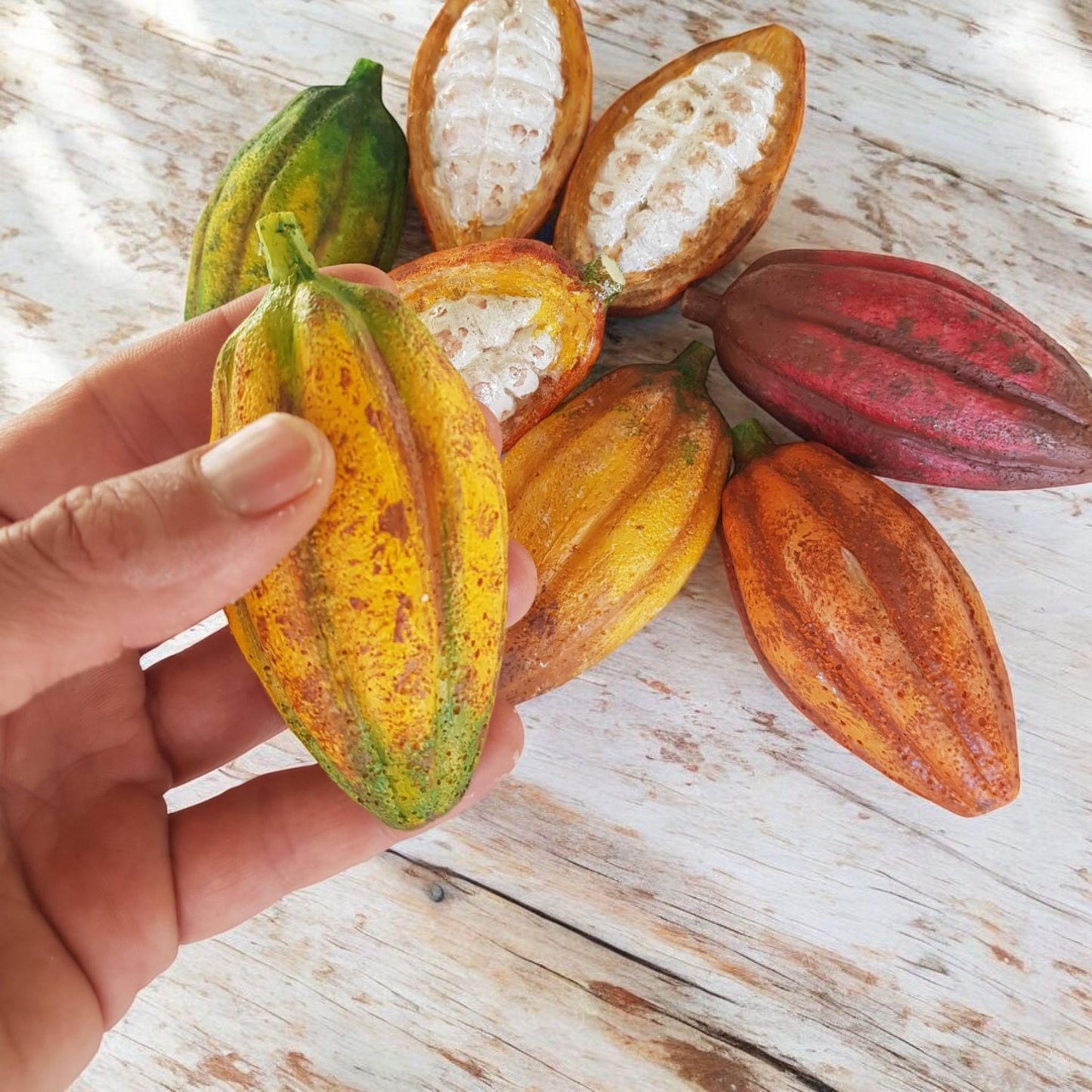 Mini Cocoa Fruit Replica Set: Chocolate Shop Display, Tropical Decor
