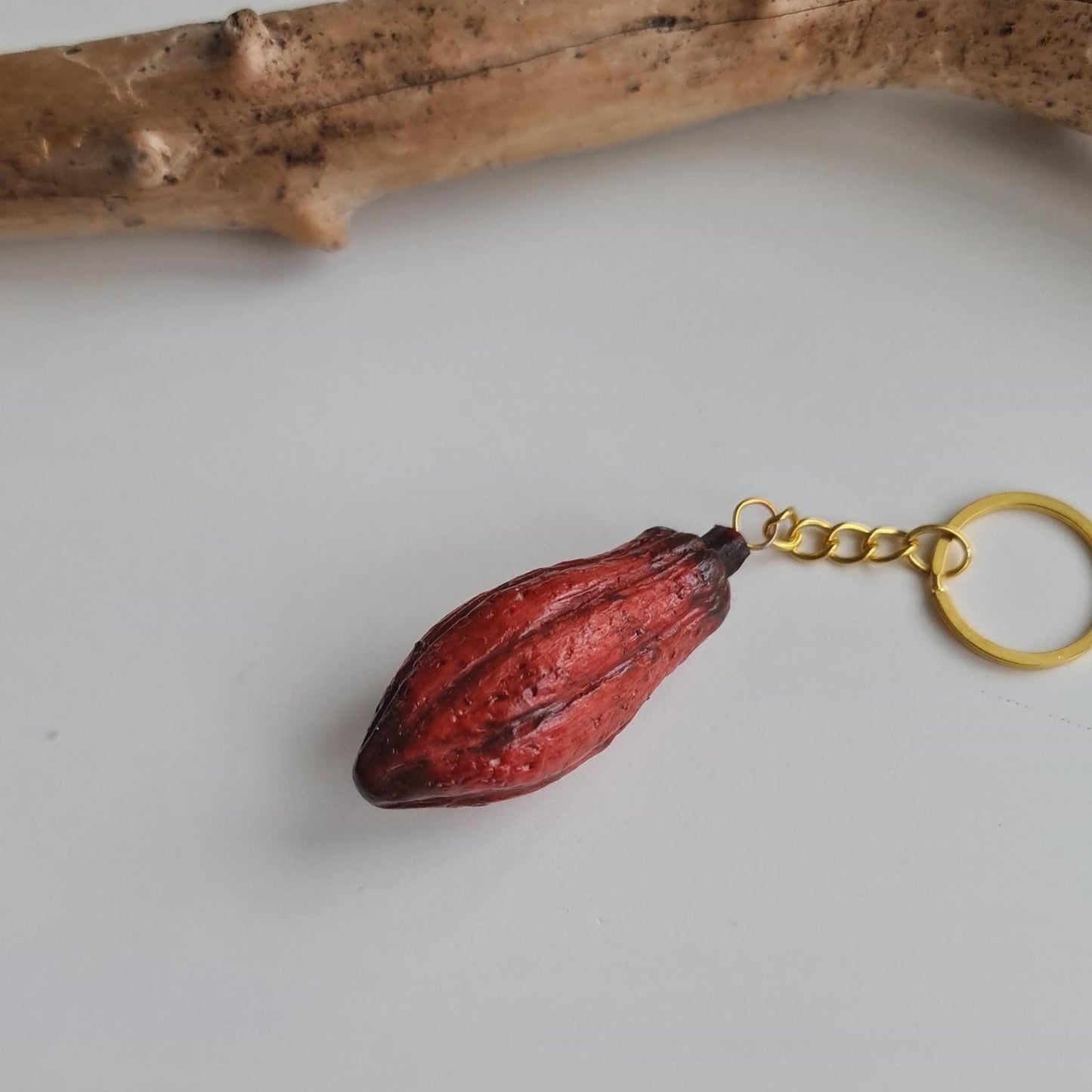 Cocoa Pod Keychain: Realistic Chocolate Lover's Gift