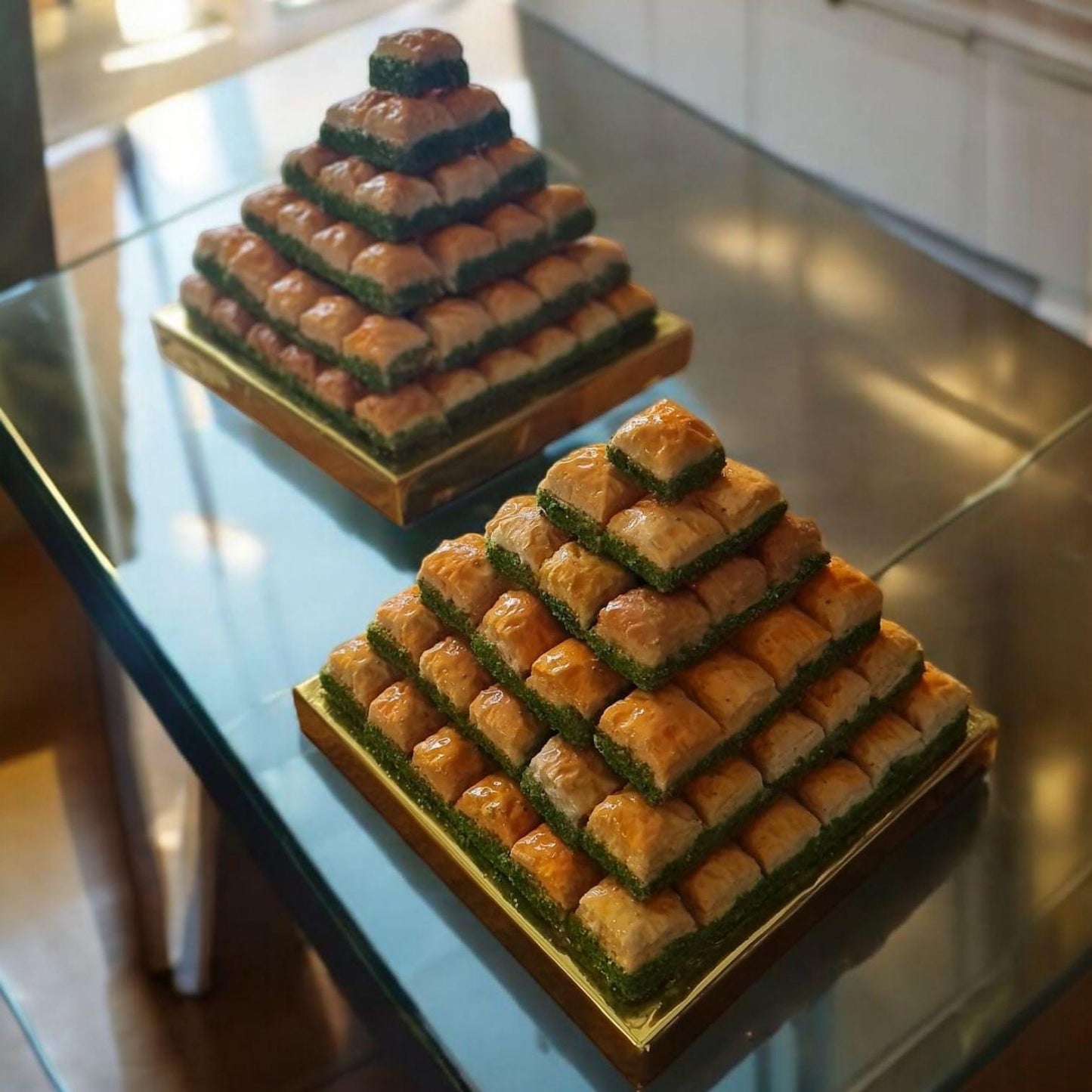 Fake Baklava Tower,  Hyper-Realistic Turkish Dessert for Pastry Shop Display