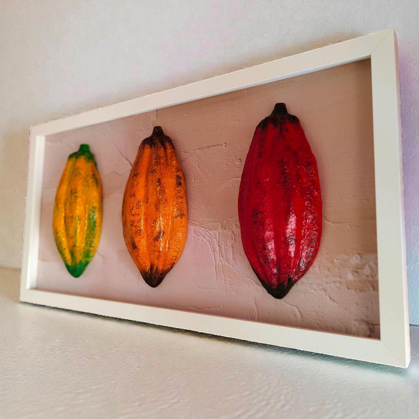 3D Cocoa Fruit Trio – Framed Real Size Wall Art