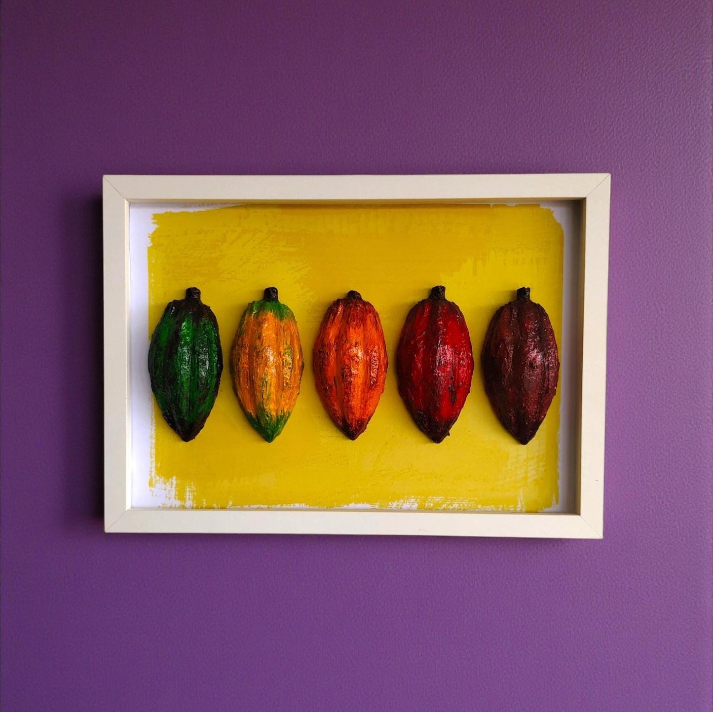 3D Mini Cocoa Fruits – Framed 3D Wall Sculpture