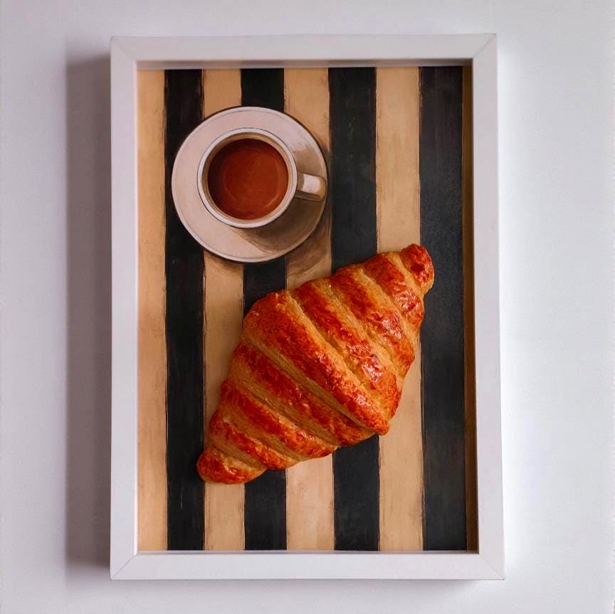 3D Fake Croissant Wall Art – Framed Replica Food Art