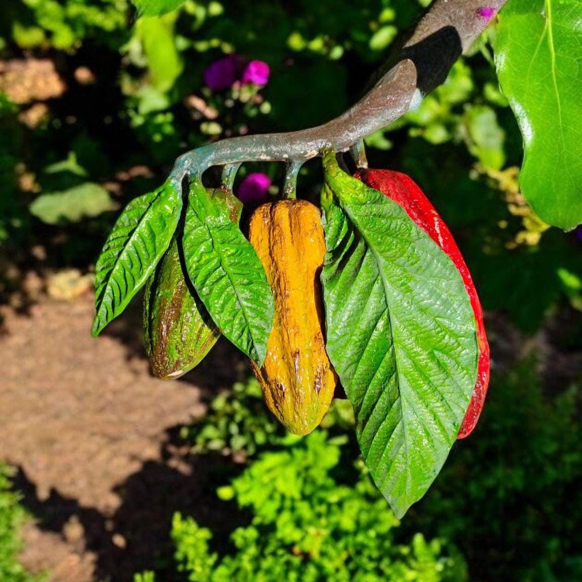 Faux Cocoa Fruit Tree Branch: Tropical Plant Decoration
