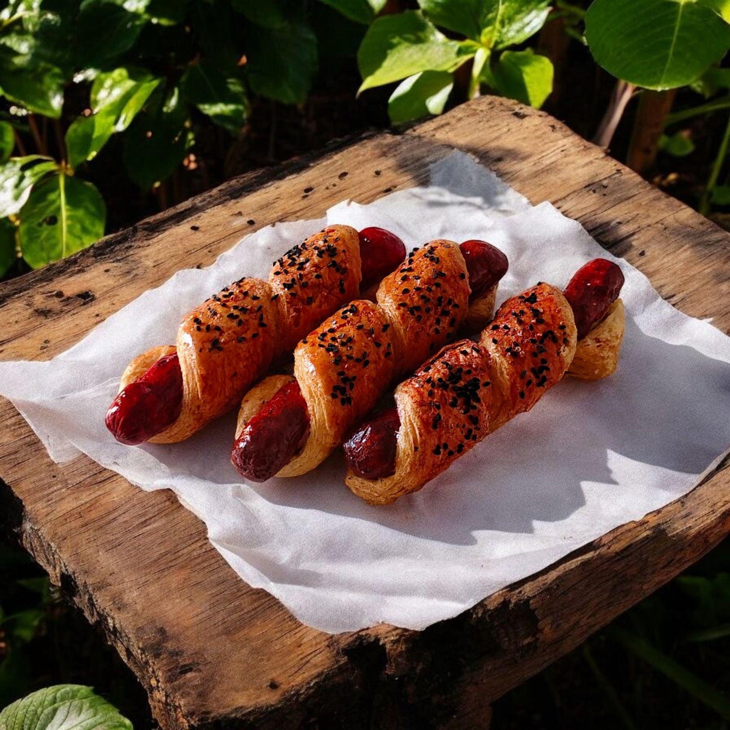 Replica Pigs in a Blanket  One Piece for Display, Fake Hotdog Croissant for Bakery Decoration