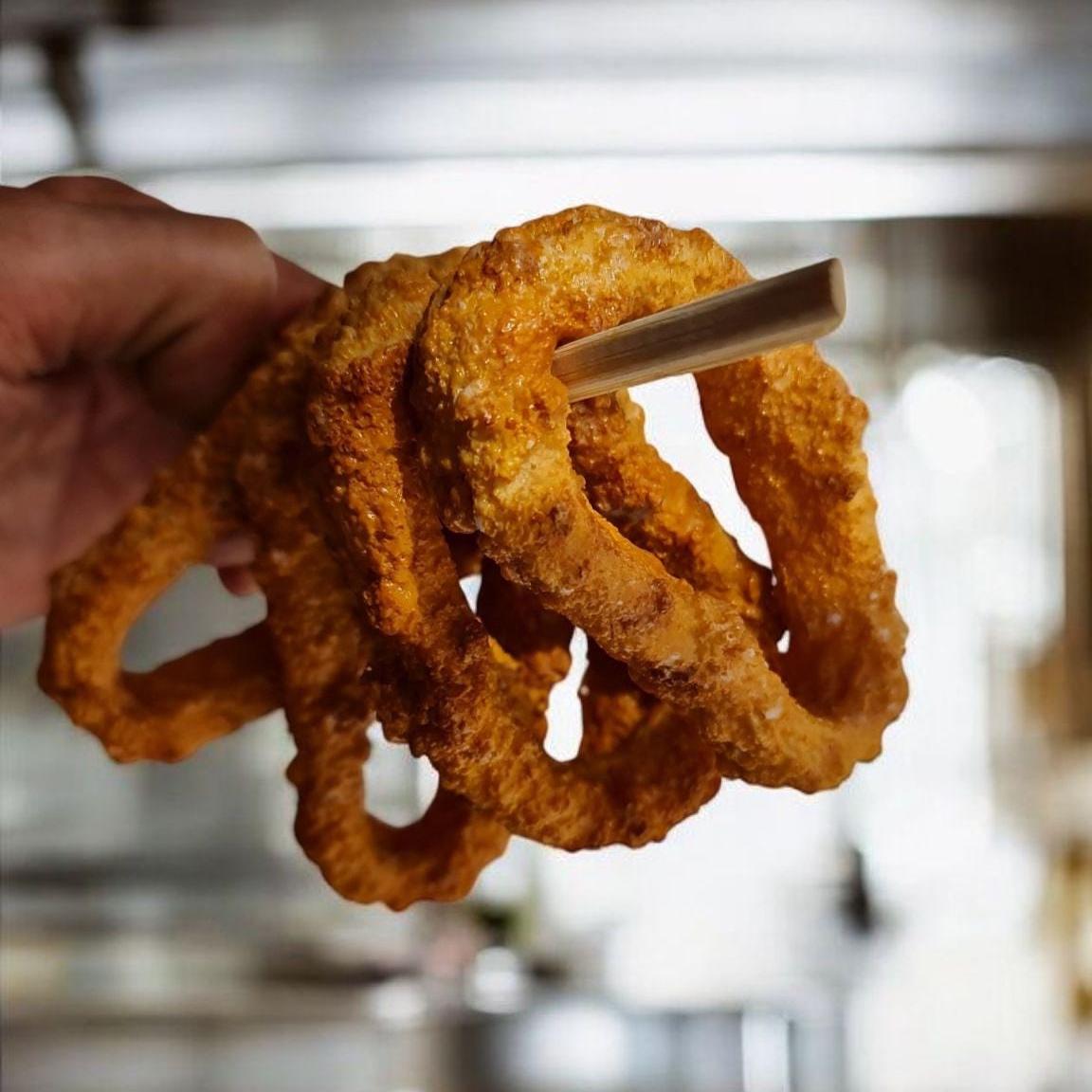 Realistic Fried Calamari Set: Faux Seafood Display with Lemon