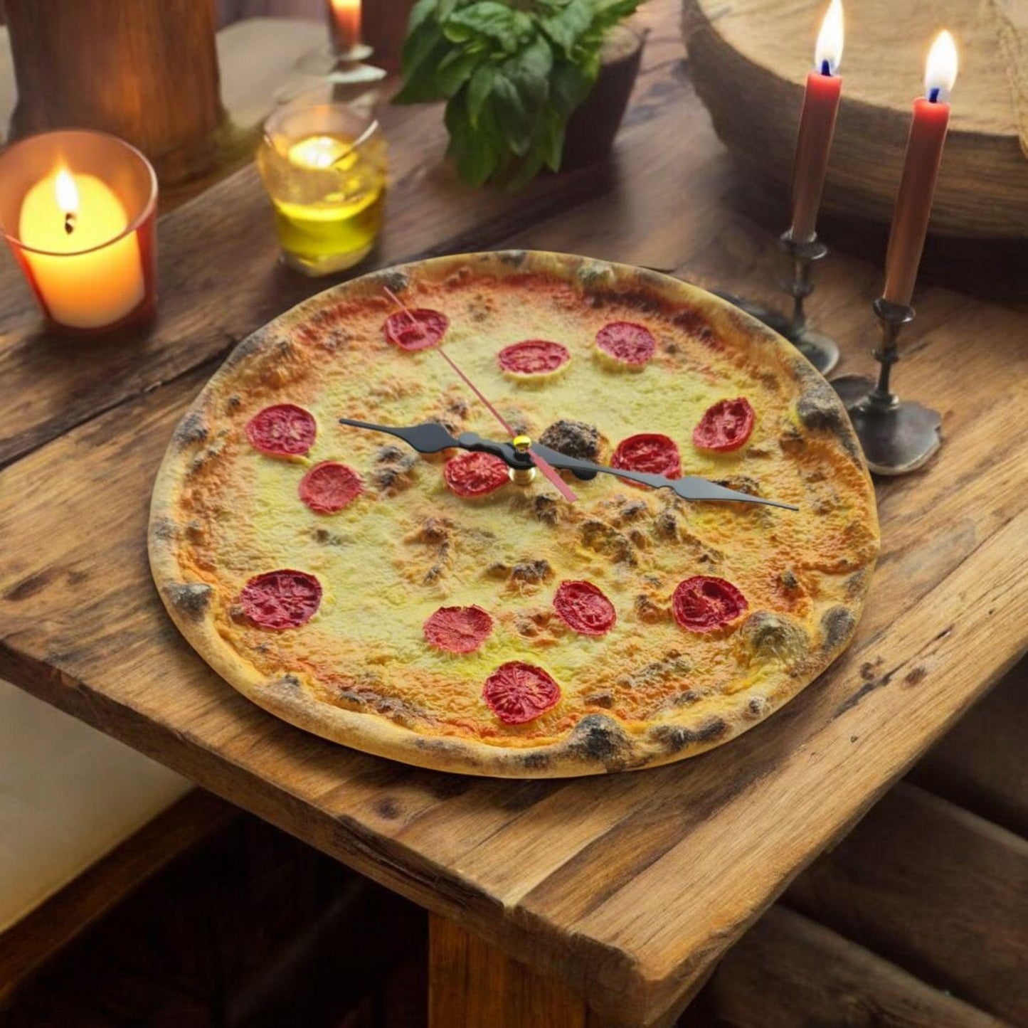 3D Pizza Wall Clock: Handmade Realistic Kitchen Decor