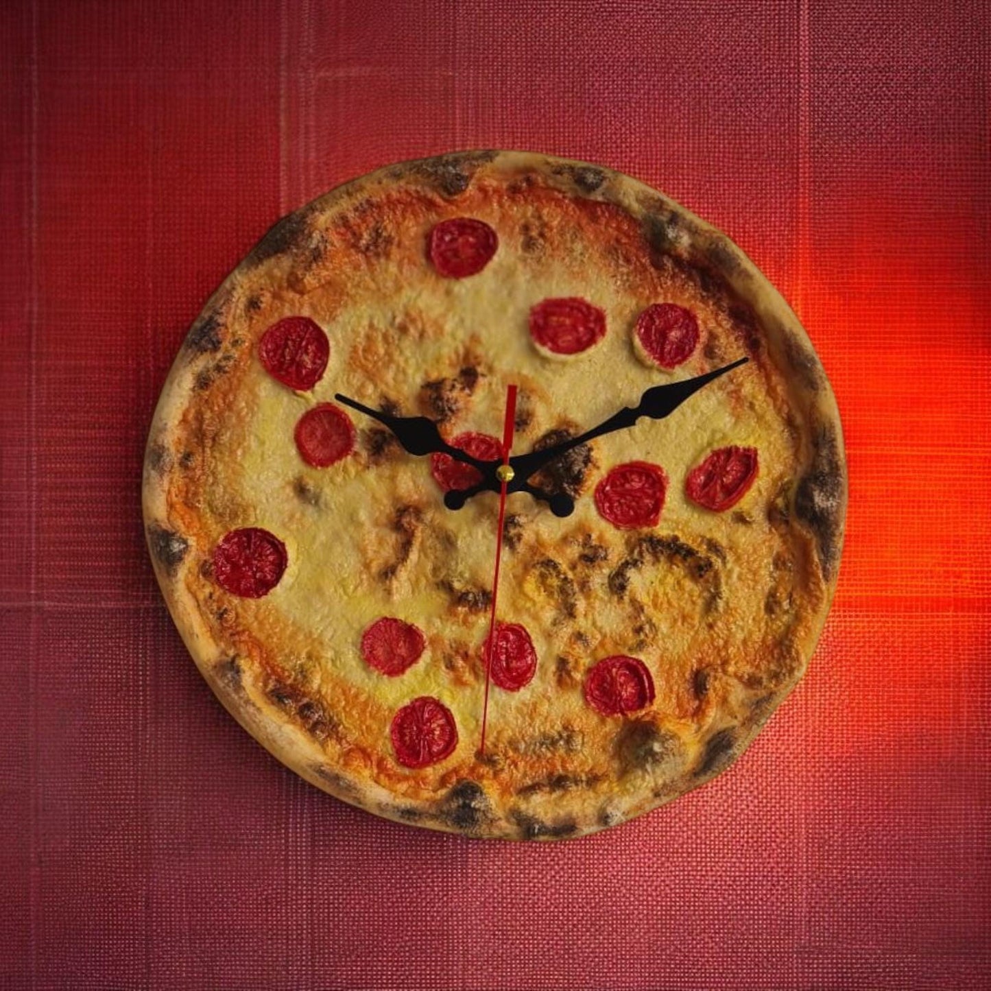 3D Pizza Wall Clock: Handmade Realistic Kitchen Decor