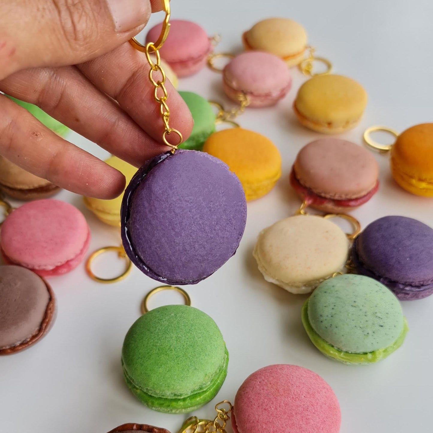 Handmade Macaron Keychain Set of 5: Realistic Food Art Gift