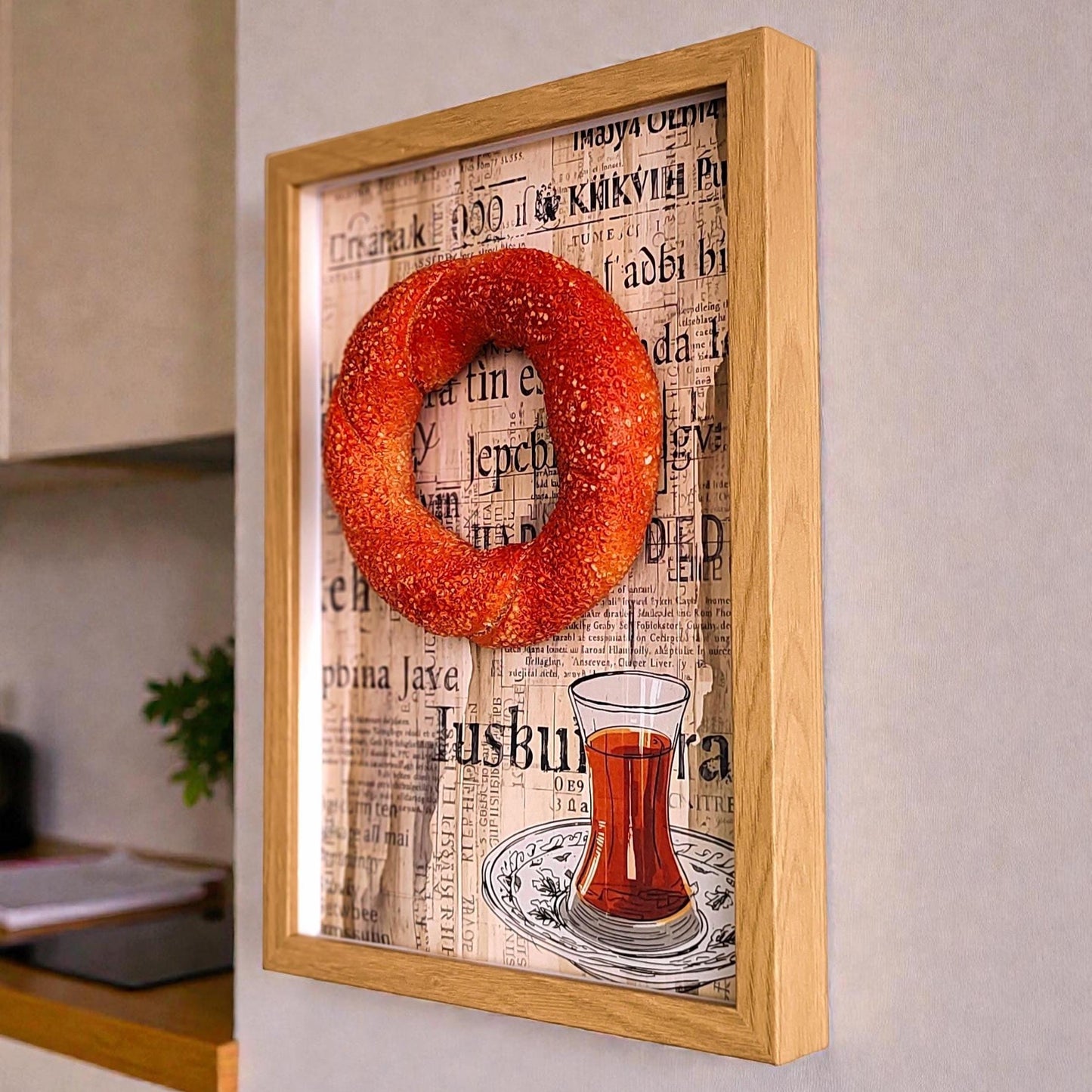 3D Sesame Bread Wall Decor Framed Replica Food Sculpture