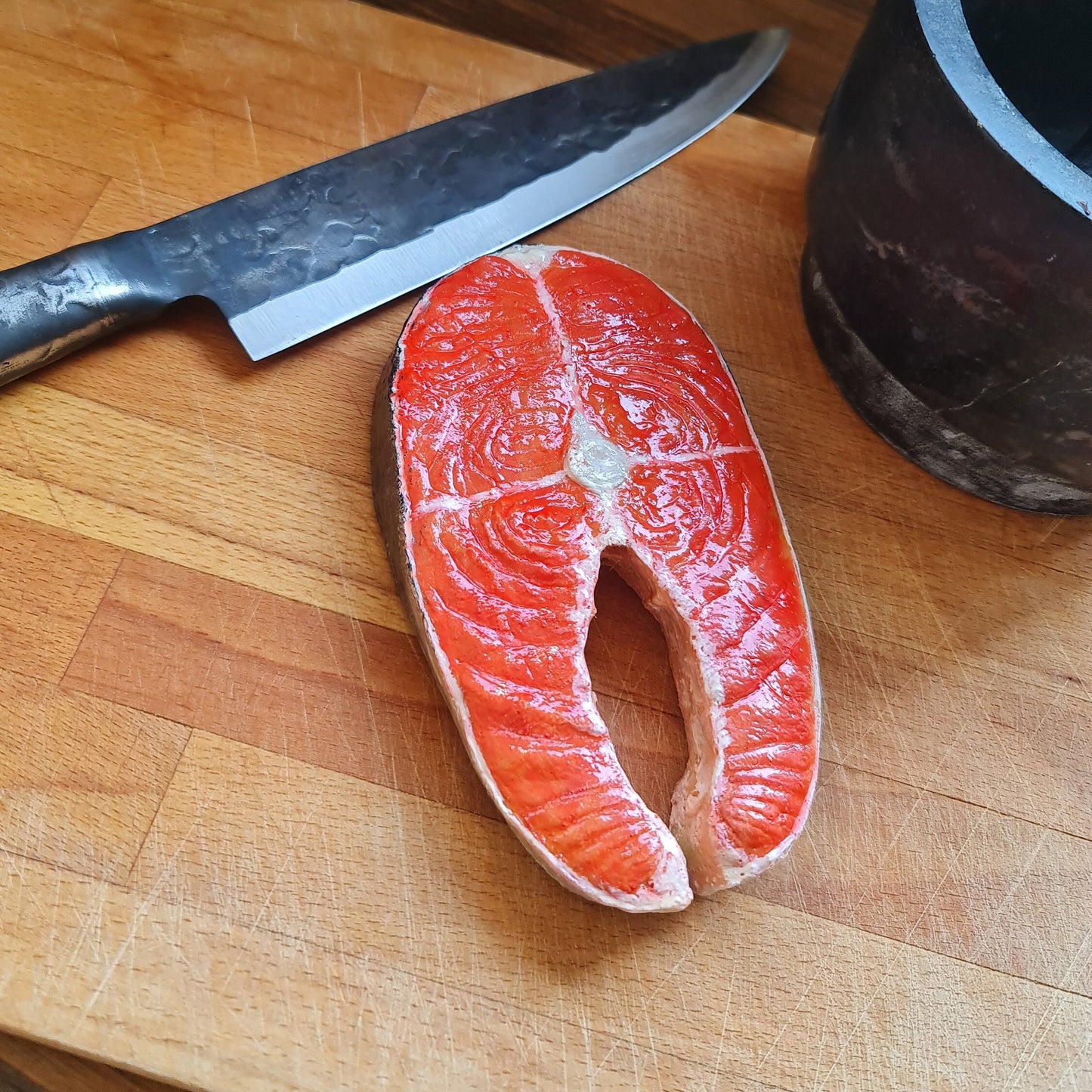 Replica Salmon Fish Slice: Seafood Display Prop