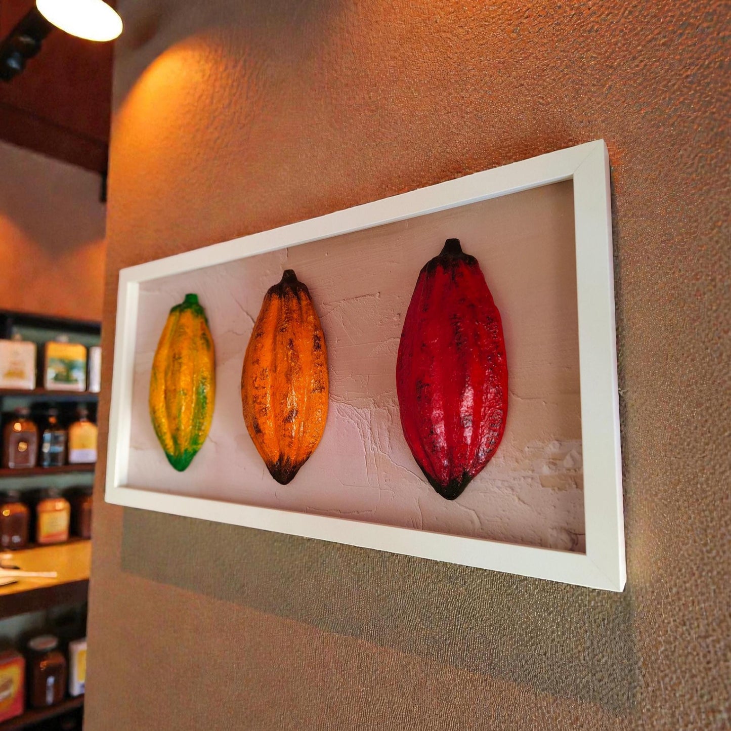 3D Cocoa Fruit Trio – Framed Real Size Wall Art