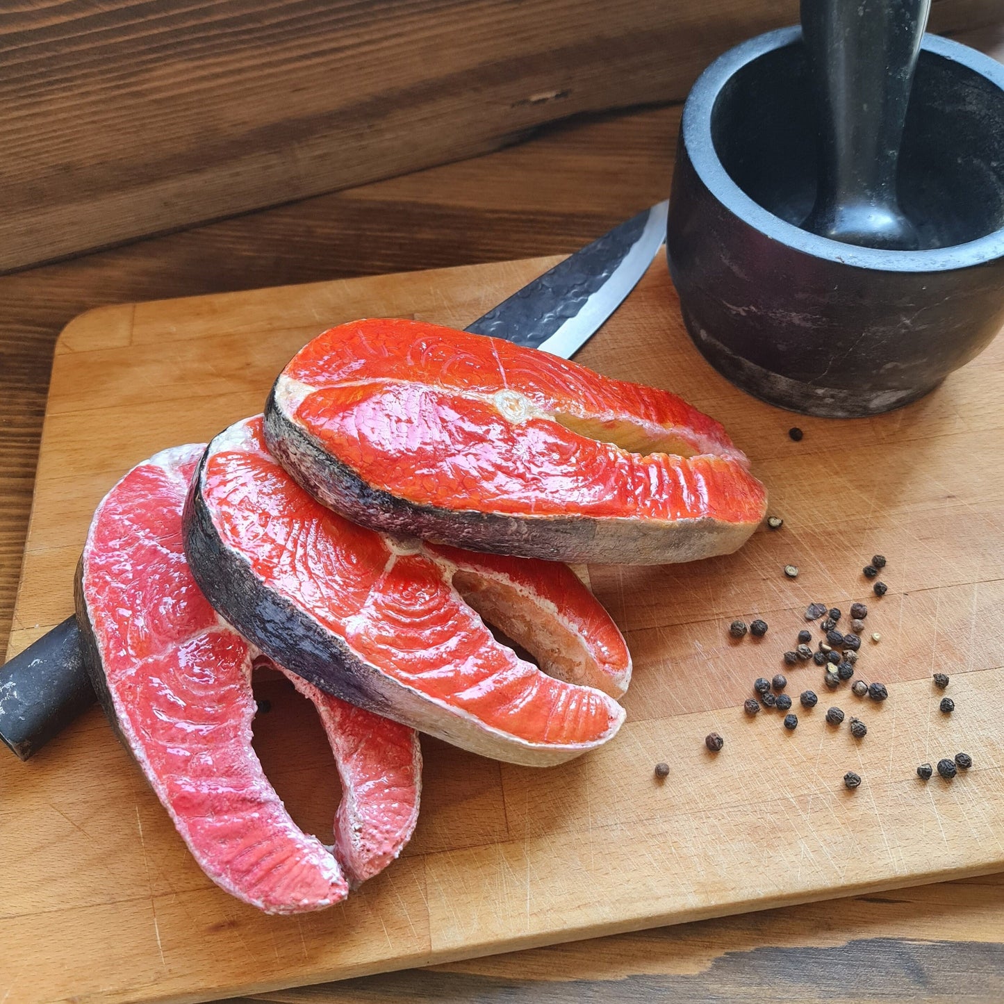 Replica Salmon Fish Slice: Seafood Display Prop