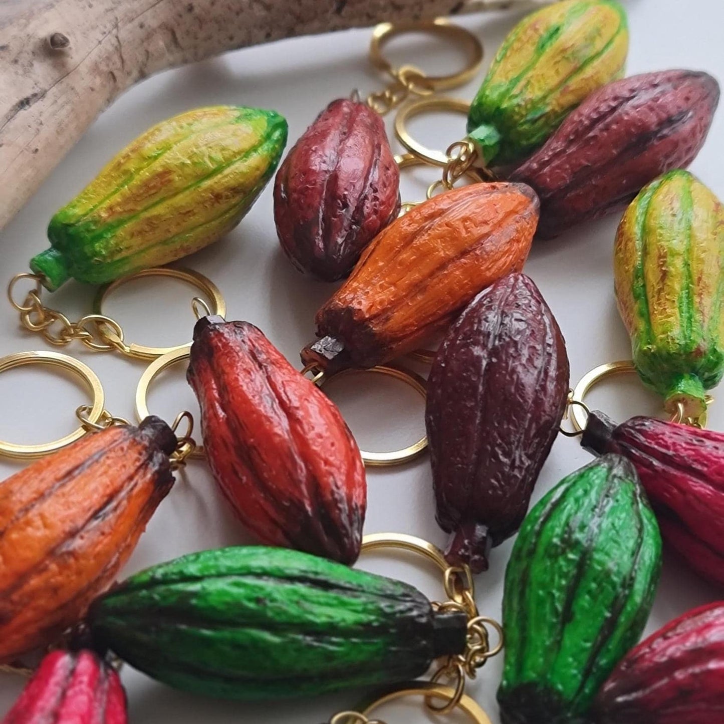 Cocoa Pod Keychain: Realistic Chocolate Lover's Gift