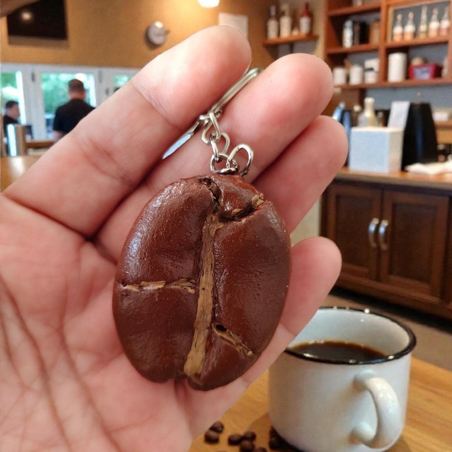 Coffee Bean Keychain Set of 3: Realistic Coffee Lovers Gift