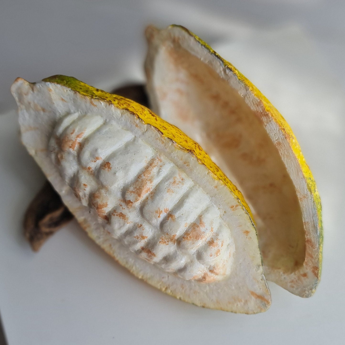 Realistic Fake Cocoa Pod Set: Faux Chocolate Display, Food Photography Prop