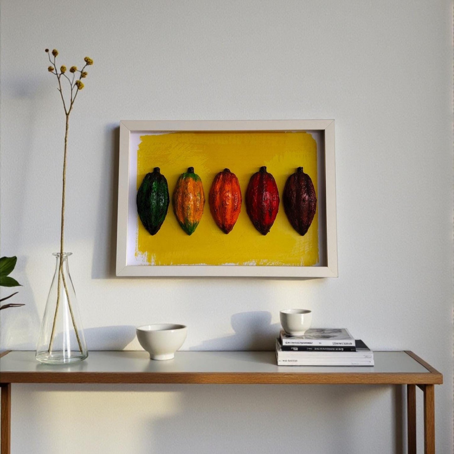 3D Mini Cocoa Fruits – Framed 3D Wall Sculpture