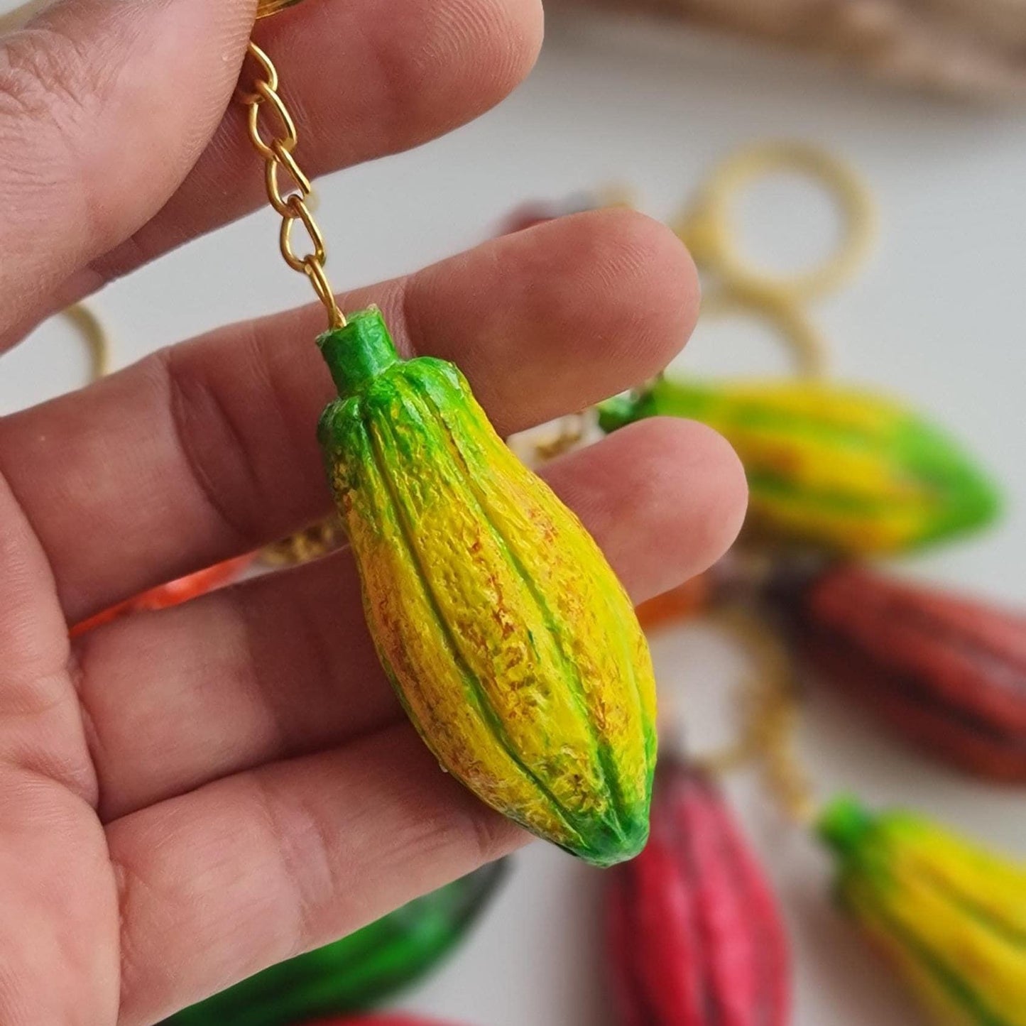 Cocoa Pod Keychain: Realistic Chocolate Lover's Gift