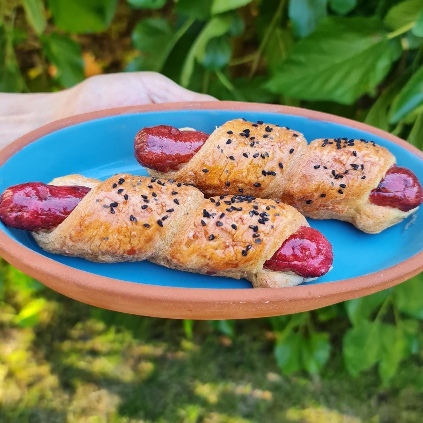 Replica Pigs in a Blanket  One Piece for Display, Fake Hotdog Croissant for Bakery Decoration
