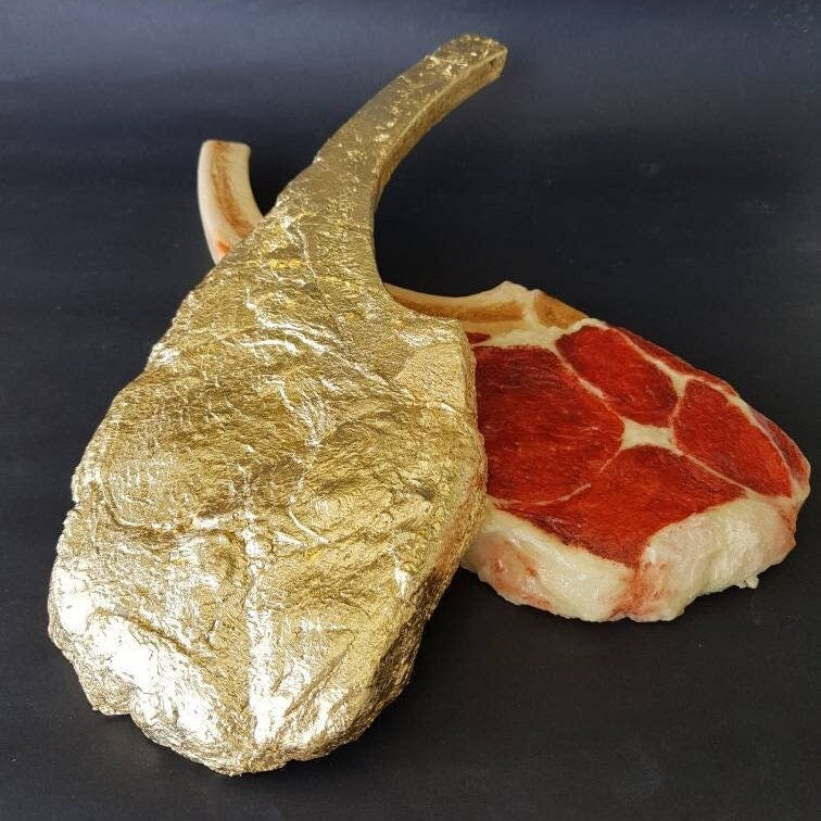 Gold Faux Ribeye Steak: Restaurant Display Food Prop