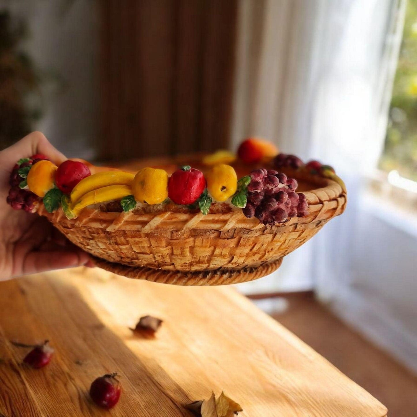 Basket with Miniature for Farmhouse Kitchen and Garden Decor ,Gift for Mom