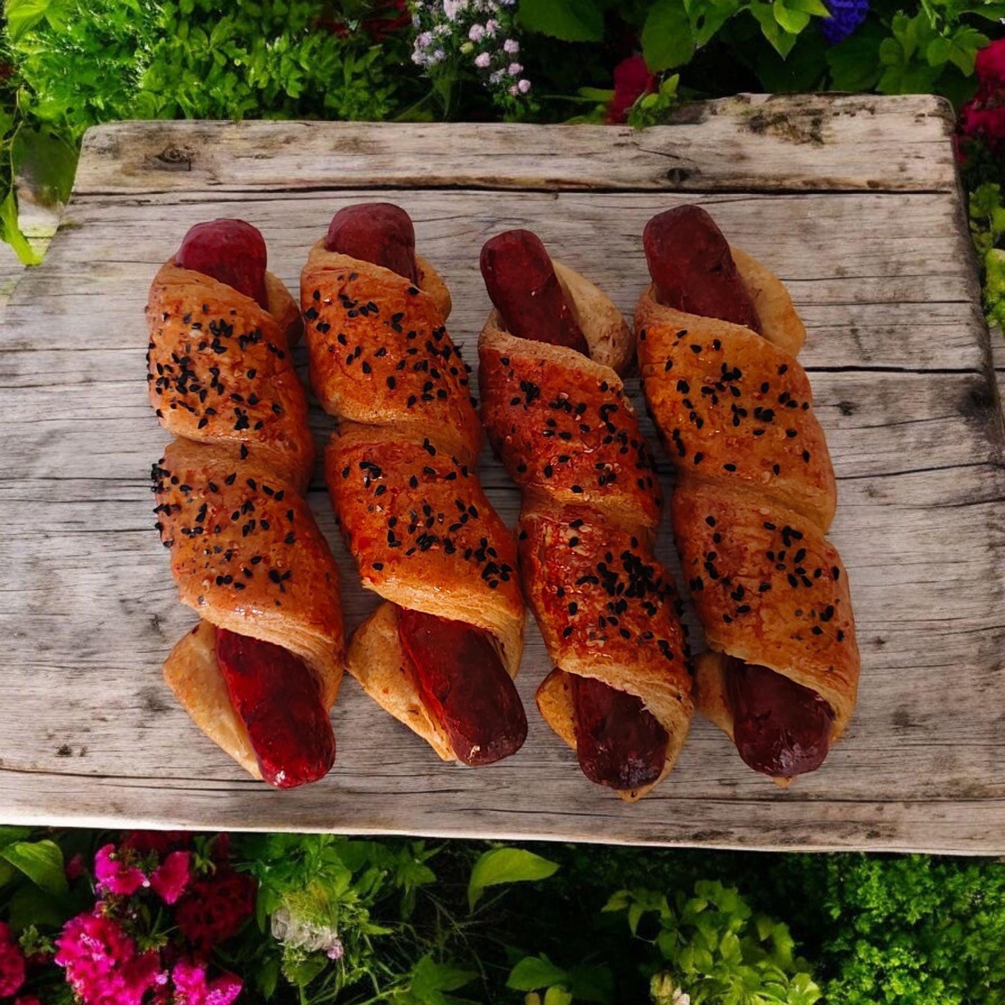 Replica Pigs in a Blanket  One Piece for Display, Fake Hotdog Croissant for Bakery Decoration