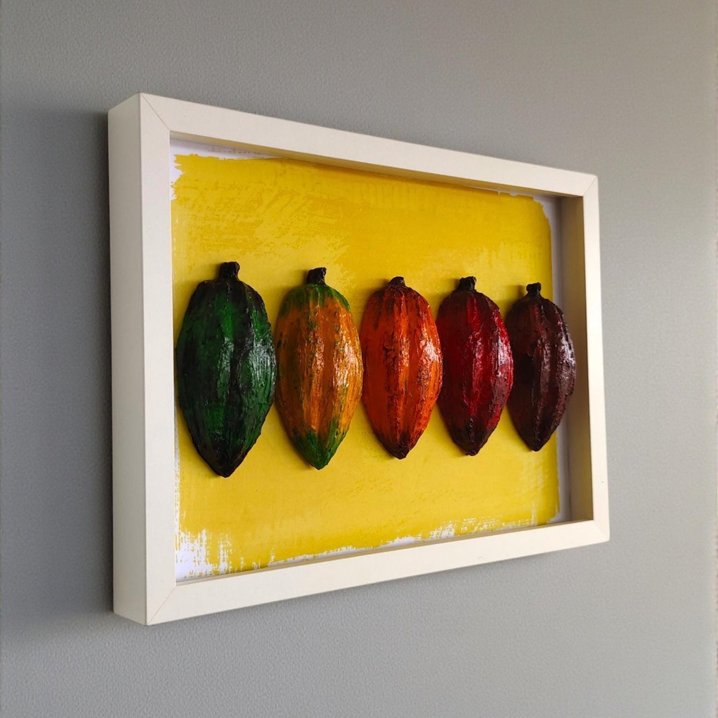 3D Mini Cocoa Fruits – Framed 3D Wall Sculpture