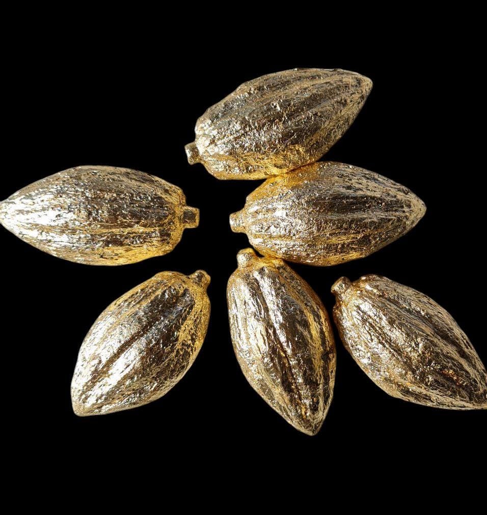 Fake Gold Mini Cocoa Fruit –Set of 5 ,Realistic Cacao Fruits for Chocolate Lovers
