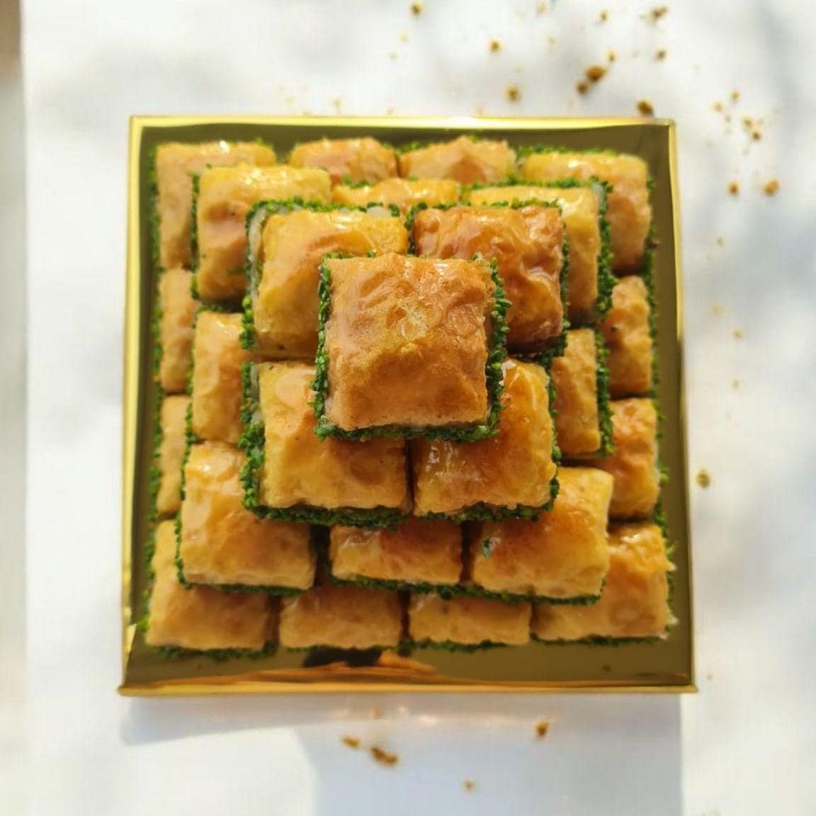 Fake Baklava Tower,  Hyper-Realistic Turkish Dessert for Pastry Shop Display