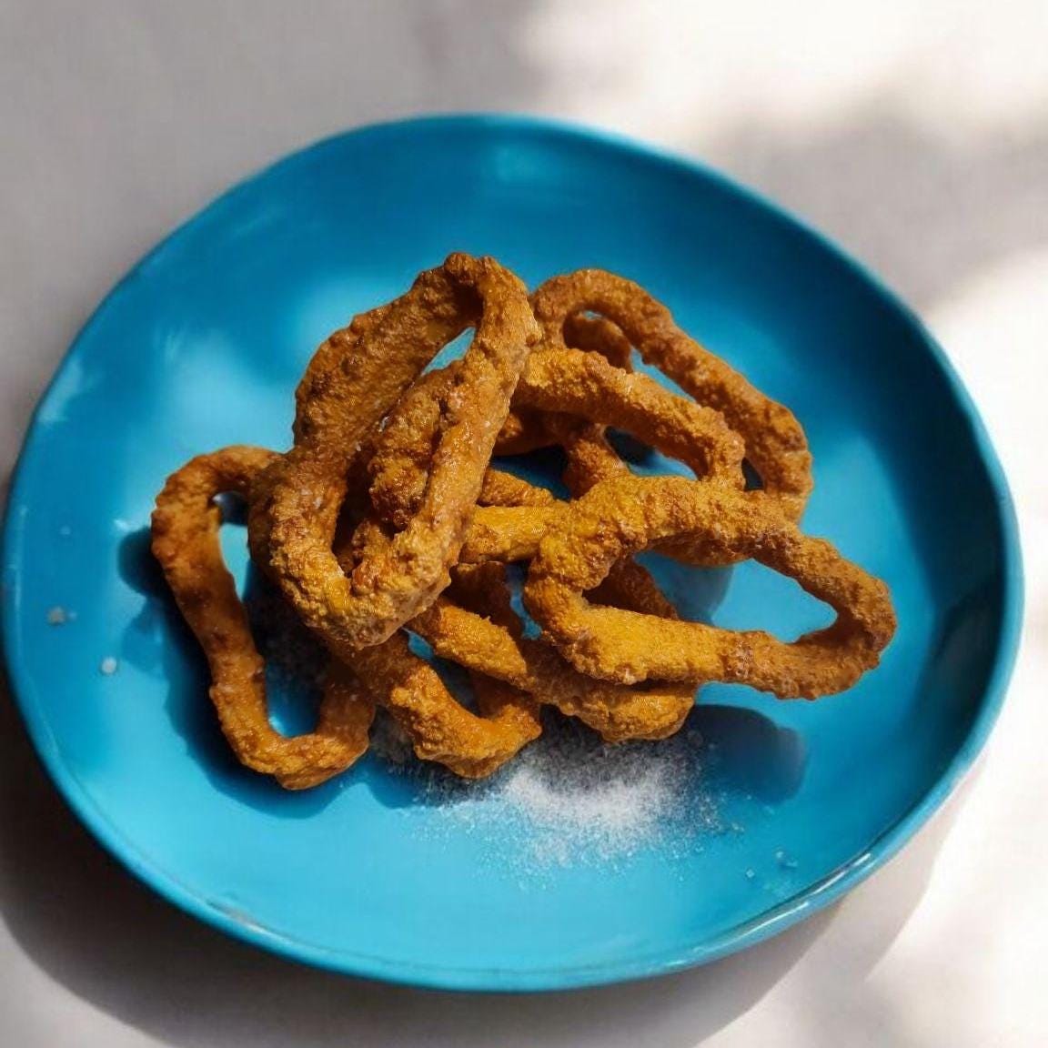 Realistic Fried Calamari Set: Faux Seafood Display with Lemon