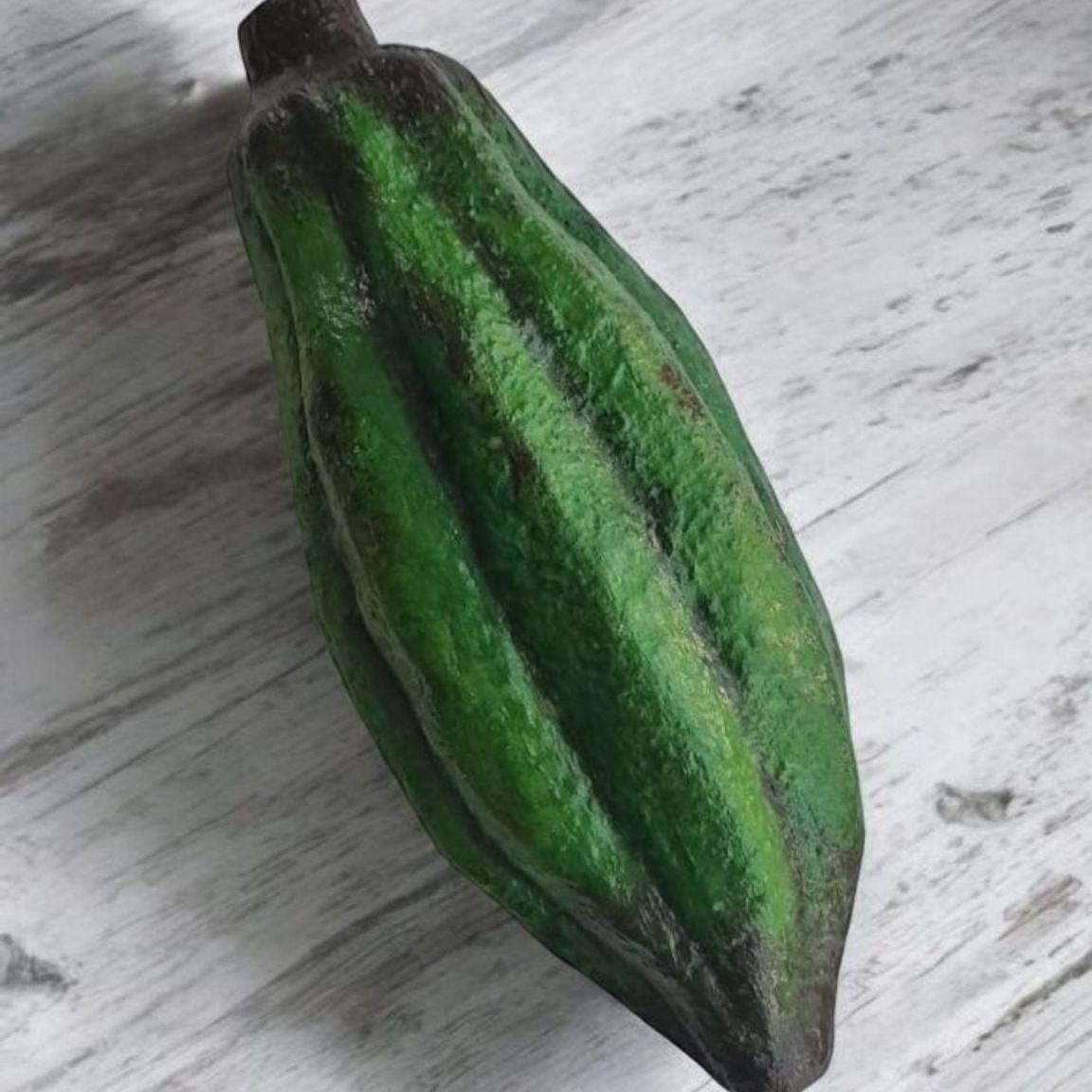 Realistic Fake Cocoa Pod: Tropical Decor, Chocolate Prop
